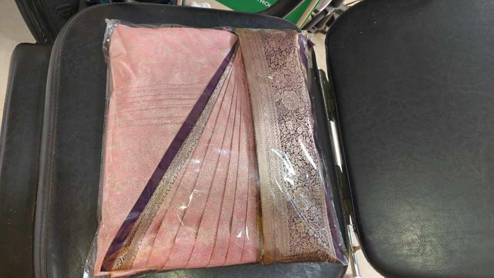 Pre-pleated silk saree